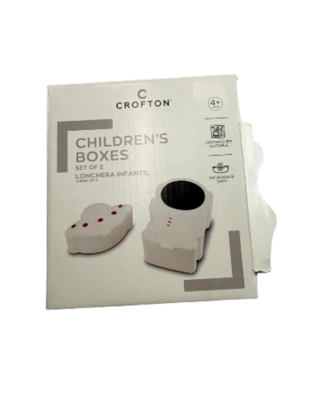 Crofton Space Kids Silicone Snack Box 2 Piece Set Divider Microwave Safe New